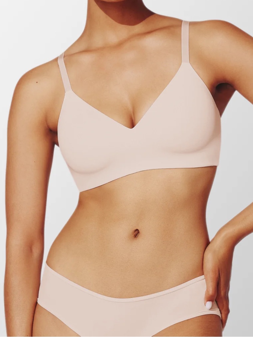 Thirdlove Classic Wireless Bra In S++. Light Pink. Light Padding. Gold Hardware.